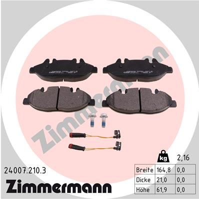 240072103 ZIMMERMANN Комплект тормозных колодок, дисковый тормоз