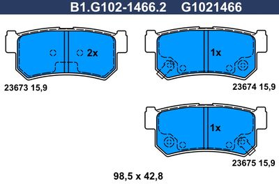 B1G10214662 GALFER Комплект тормозных колодок, дисковый тормоз