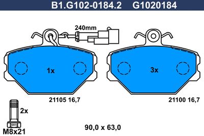 B1G10201842 GALFER Комплект тормозных колодок, дисковый тормоз