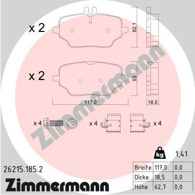 262151852 ZIMMERMANN Комплект тормозных колодок, дисковый тормоз