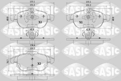 6216095 SASIC Комплект тормозных колодок, дисковый тормоз