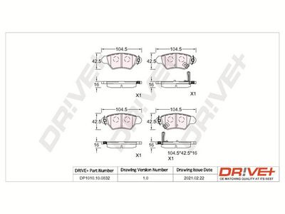 DP1010100832 Dr!ve+ Комплект тормозных колодок, дисковый тормоз