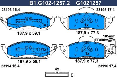 B1G10212572 GALFER Комплект тормозных колодок, дисковый тормоз