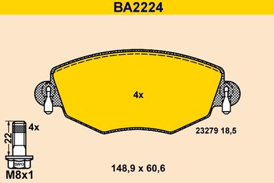 BA2224 BARUM Комплект тормозных колодок, дисковый тормоз