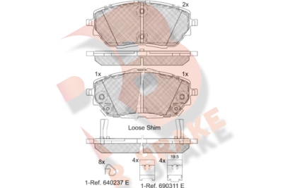 RB2287 R BRAKE Комплект тормозных колодок, дисковый тормоз