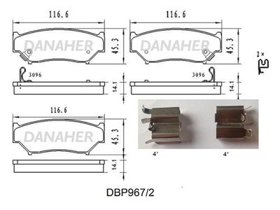 DBP9672 DANAHER Комплект тормозных колодок, дисковый тормоз
