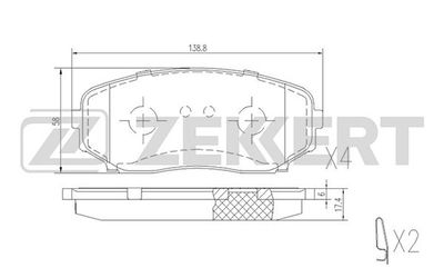 BS1228 ZEKKERT Комплект тормозных колодок, дисковый тормоз