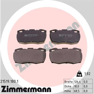 215191801 ZIMMERMANN Комплект тормозных колодок, дисковый тормоз