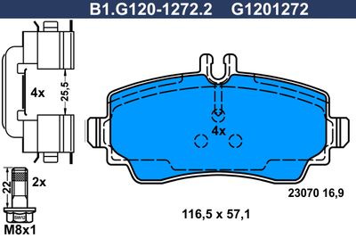 B1G12012722 GALFER Комплект тормозных колодок, дисковый тормоз