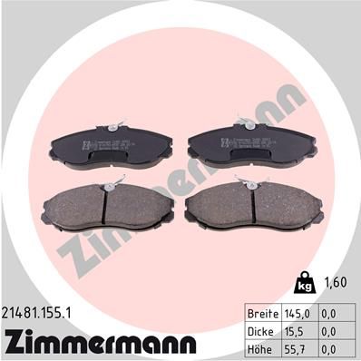 214811551 ZIMMERMANN Комплект тормозных колодок, дисковый тормоз