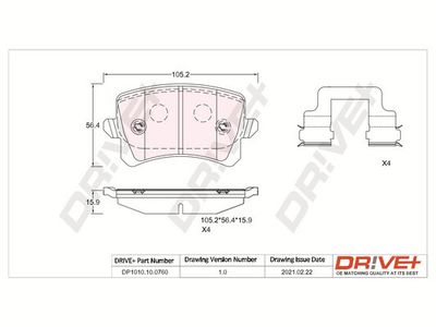 DP1010100760 Dr!ve+ Комплект тормозных колодок, дисковый тормоз
