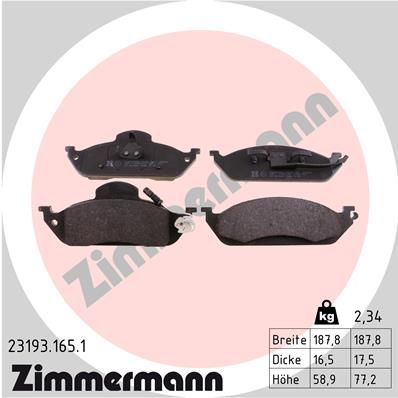 231931651 ZIMMERMANN Комплект тормозных колодок, дисковый тормоз