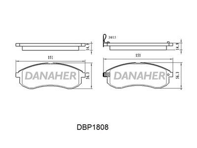 DBP1808 DANAHER Комплект тормозных колодок, дисковый тормоз
