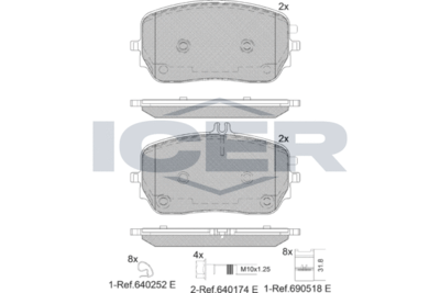 182365 ICER Комплект тормозных колодок, дисковый тормоз
