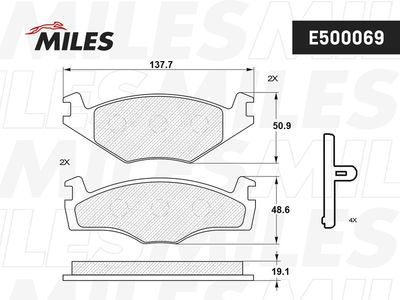 E500069 MILES Комплект тормозных колодок, дисковый тормоз