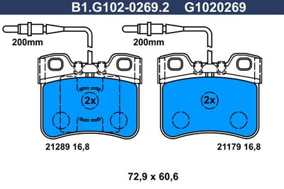 B1G10202692 GALFER Комплект тормозных колодок, дисковый тормоз