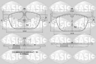 6210085 SASIC Комплект тормозных колодок, дисковый тормоз