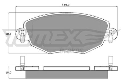 TX1258 TOMEX Brakes Комплект тормозных колодок, дисковый тормоз
