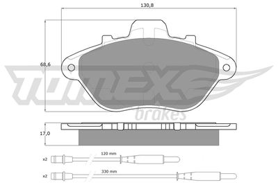 TX1345 TOMEX Brakes Комплект тормозных колодок, дисковый тормоз