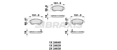 AB0162 BRAXIS Комплект тормозных колодок, дисковый тормоз