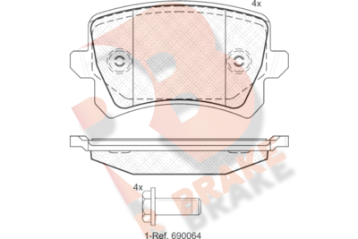 RB1857 R BRAKE Комплект тормозных колодок, дисковый тормоз