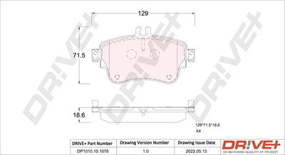 DP1010101078 Dr!ve+ Комплект тормозных колодок, дисковый тормоз