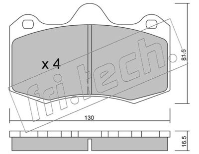 4070 fri.tech. Комплект тормозных колодок, дисковый тормоз