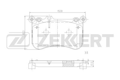 BS1338 ZEKKERT Комплект тормозных колодок, дисковый тормоз