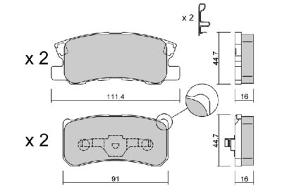 BPMI2002 AISIN Комплект тормозных колодок, дисковый тормоз