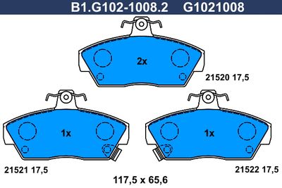 B1G10210082 GALFER Комплект тормозных колодок, дисковый тормоз