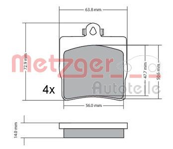 1170016 METZGER Комплект тормозных колодок, дисковый тормоз