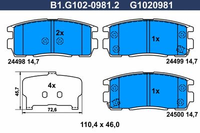 B1G10209812 GALFER Комплект тормозных колодок, дисковый тормоз