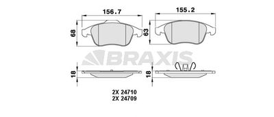 AA0222 BRAXIS Комплект тормозных колодок, дисковый тормоз