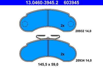 13046039452 ATE Комплект тормозных колодок, дисковый тормоз