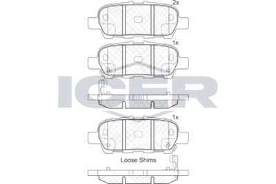 181901203 ICER Комплект тормозных колодок, дисковый тормоз