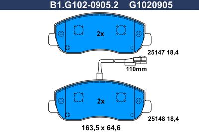 B1G10209052 GALFER Комплект тормозных колодок, дисковый тормоз