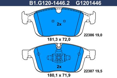 B1G12014462 GALFER Комплект тормозных колодок, дисковый тормоз