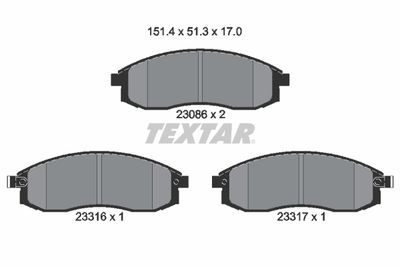 2308601 TEXTAR Комплект тормозных колодок, дисковый тормоз