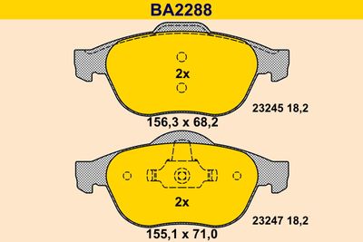 BA2288 BARUM Комплект тормозных колодок, дисковый тормоз