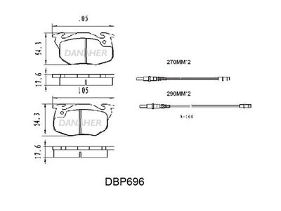 DBP696 DANAHER Комплект тормозных колодок, дисковый тормоз