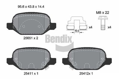 BPD1345 BENDIX Braking Комплект тормозных колодок, дисковый тормоз