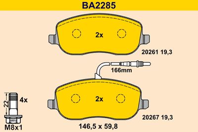 BA2285 BARUM Комплект тормозных колодок, дисковый тормоз