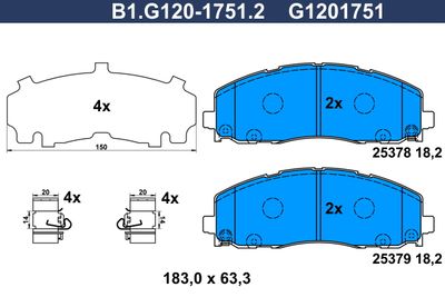B1G12017512 GALFER Комплект тормозных колодок, дисковый тормоз