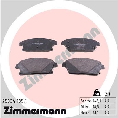250341851 ZIMMERMANN Комплект тормозных колодок, дисковый тормоз