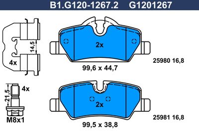 B1G12012672 GALFER Комплект тормозных колодок, дисковый тормоз