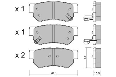 BPHY2001 AISIN Комплект тормозных колодок, дисковый тормоз