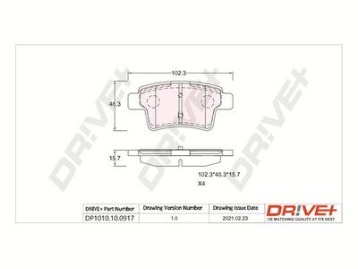 DP1010100917 Dr!ve+ Комплект тормозных колодок, дисковый тормоз