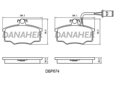 DBP674 DANAHER Комплект тормозных колодок, дисковый тормоз