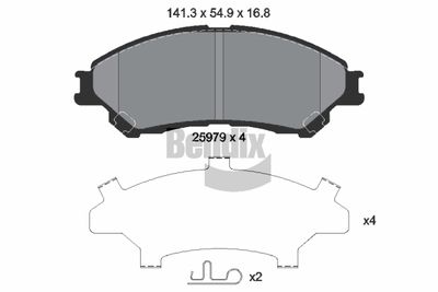 BPD1258 BENDIX Braking Комплект тормозных колодок, дисковый тормоз