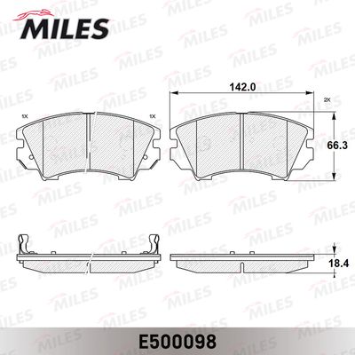 E500098 MILES Комплект тормозных колодок, дисковый тормоз